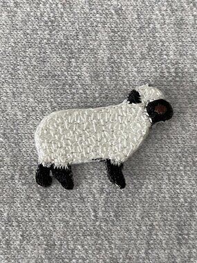 1 Embroidered Little White Black Sheep Iron-on Patch 3.4cm x 2.5cm